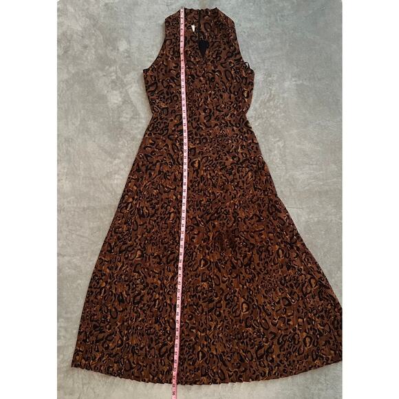 Vintage Jones New York Maxi Dress Women Size 8 Leopard Print Pleated Sleeveless - Picture 10 of 15